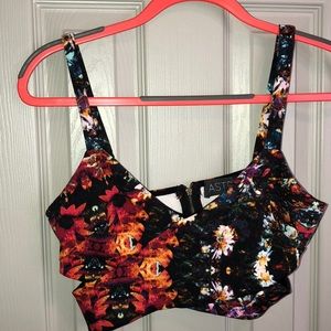 Black floral crop top